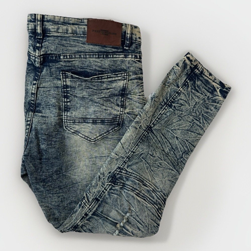 Phat Farm Men's Jeans 40x30 Skinny Stretch Distressed Acid Wash‎